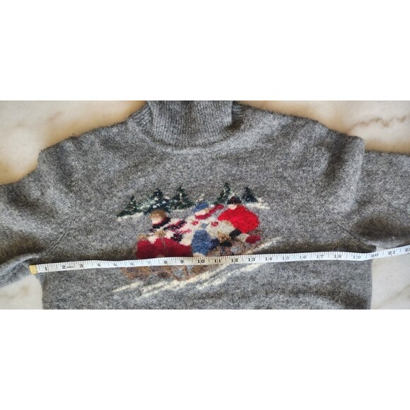 Vintage Womens Rare Lauren Ralph Lauren Lambswool Grey Med P Sled Scene Sweater - Picture 14 of 16